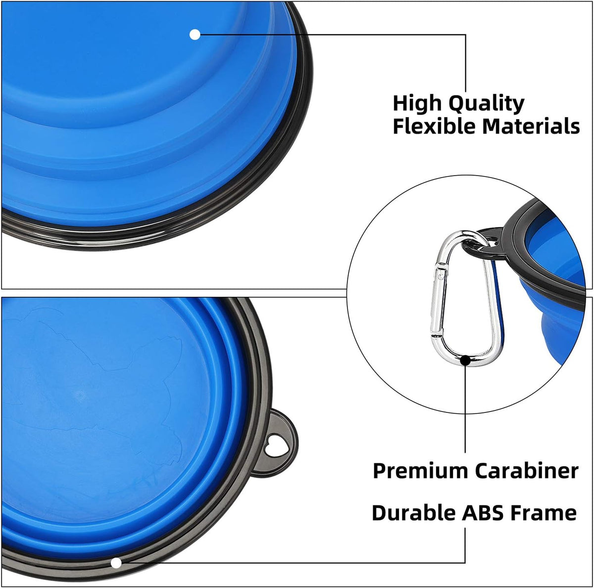 Large Collapsible Dog Bowls - 2 Pack, 34Oz Foldable Travel Bowls for Dogs