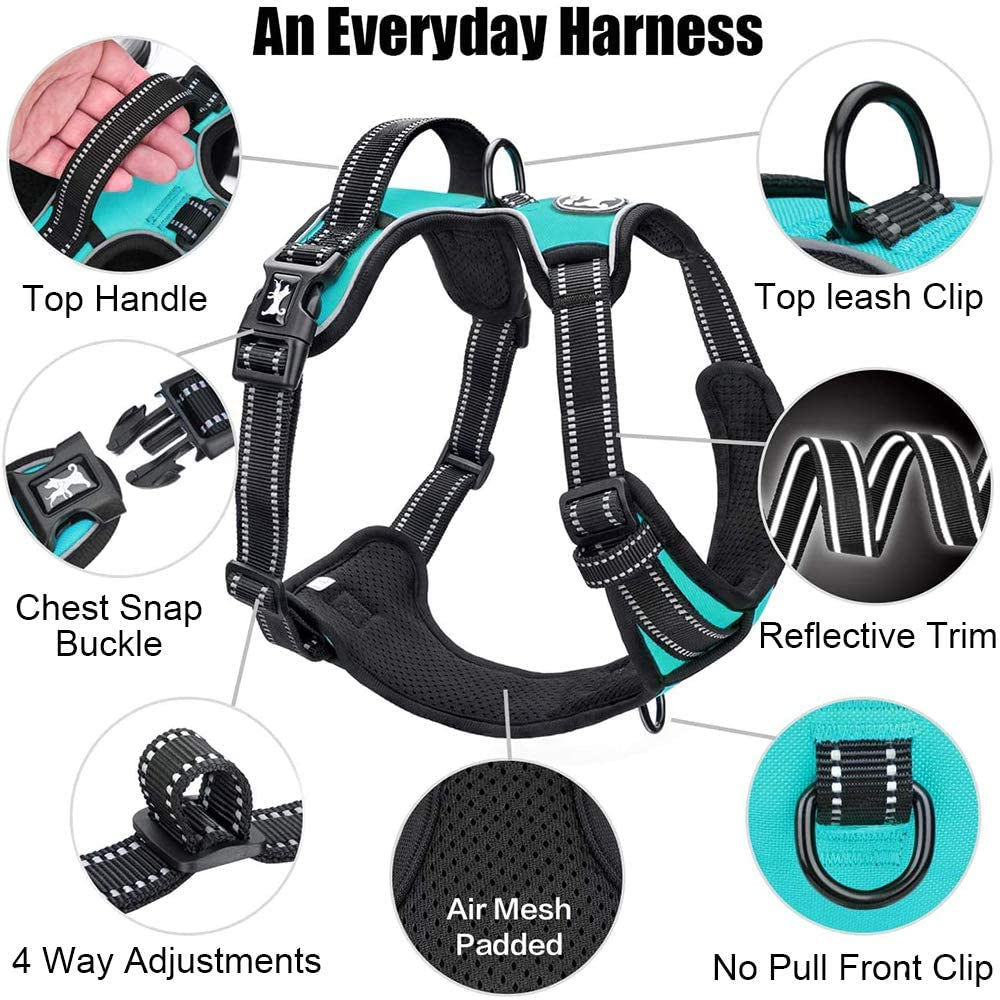 Medium No-Pull Dog Harness with Reflective Vest, Front Clip, and Handle