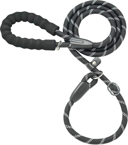 Premium 6 FT Black Slip Lead Dog Leash, 1/2" Width, Durable Design