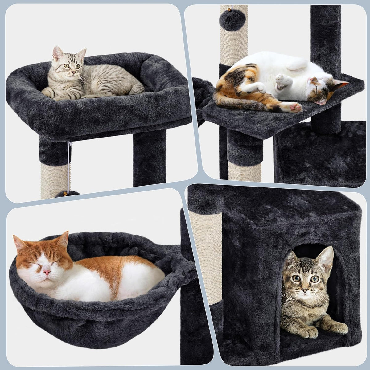 34-Inch Modern Cat Tree with Scratching Posts, Cozy Condo, Fluffy Nest, and Spacious Platform for Indoor Cats and Kittens
