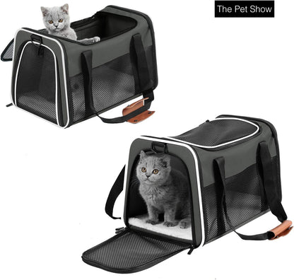 Cat Carrier - Portable Foldable Dog Pet Carrier, Soft-Sided Pet Bag up to 22 Lbs, Airline Approved Travel Puppy Carrier