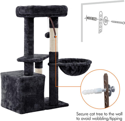 34-Inch Modern Cat Tree with Scratching Posts, Cozy Condo, Fluffy Nest, and Spacious Platform for Indoor Cats and Kittens